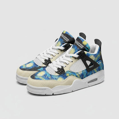 "Starry Night" by Vincent Van Gogh Custom High-Top Canvas Shoes | Freaky Shoes® - Freaky Shoes®