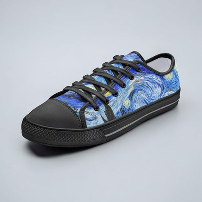 "Starry Night" by Vincent Van Gogh Art Custom High-Top Canvas Shoes | Freaky Shoes® - Freaky Shoes®