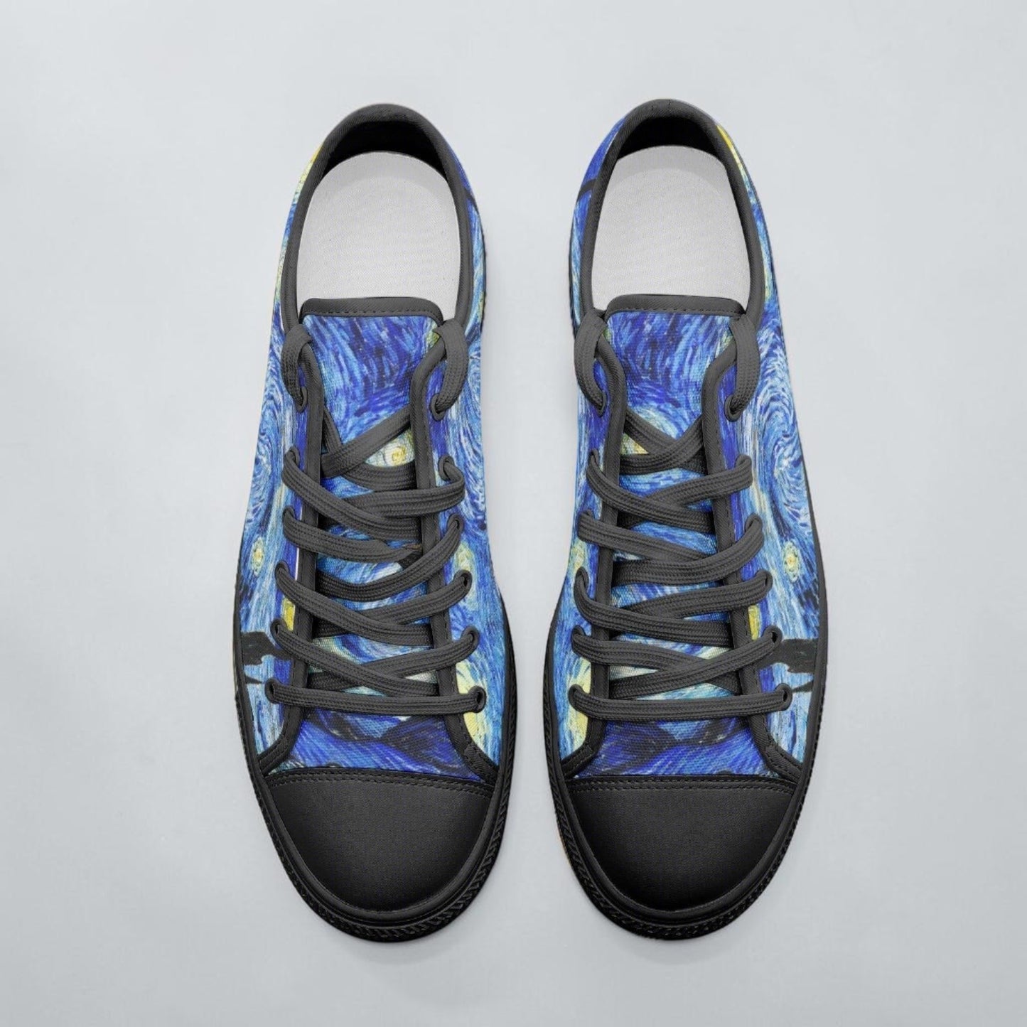 "Starry Night" by Vincent Van Gogh Art Custom High-Top Canvas Shoes | Freaky Shoes® - Freaky Shoes®
