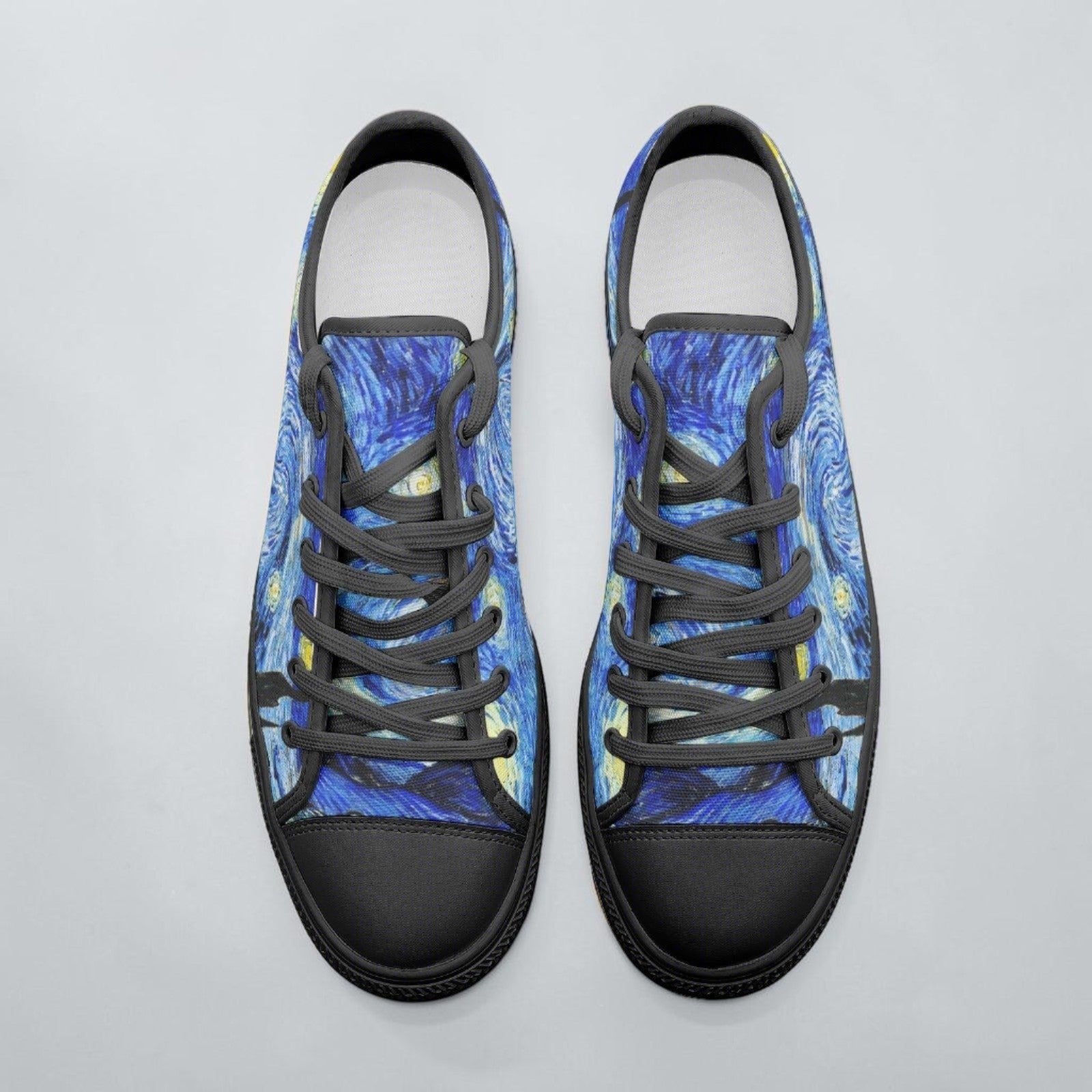 "Starry Night" by Vincent Van Gogh Art Custom High-Top Canvas Shoes | Freaky Shoes® - Freaky Shoes®