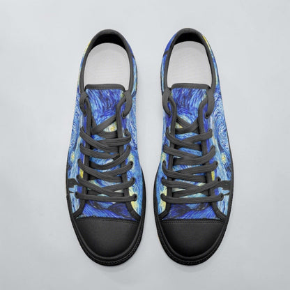 "Starry Night" by Vincent Van Gogh Art Custom High-Top Canvas Shoes | Freaky Shoes® - Freaky Shoes®