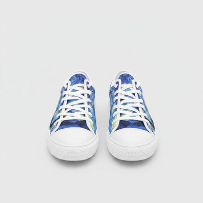 "Starry Night" by Vincent Van Gogh Custom Low-Top Canvas Shoes | Freaky Shoes® - Freaky Shoes®