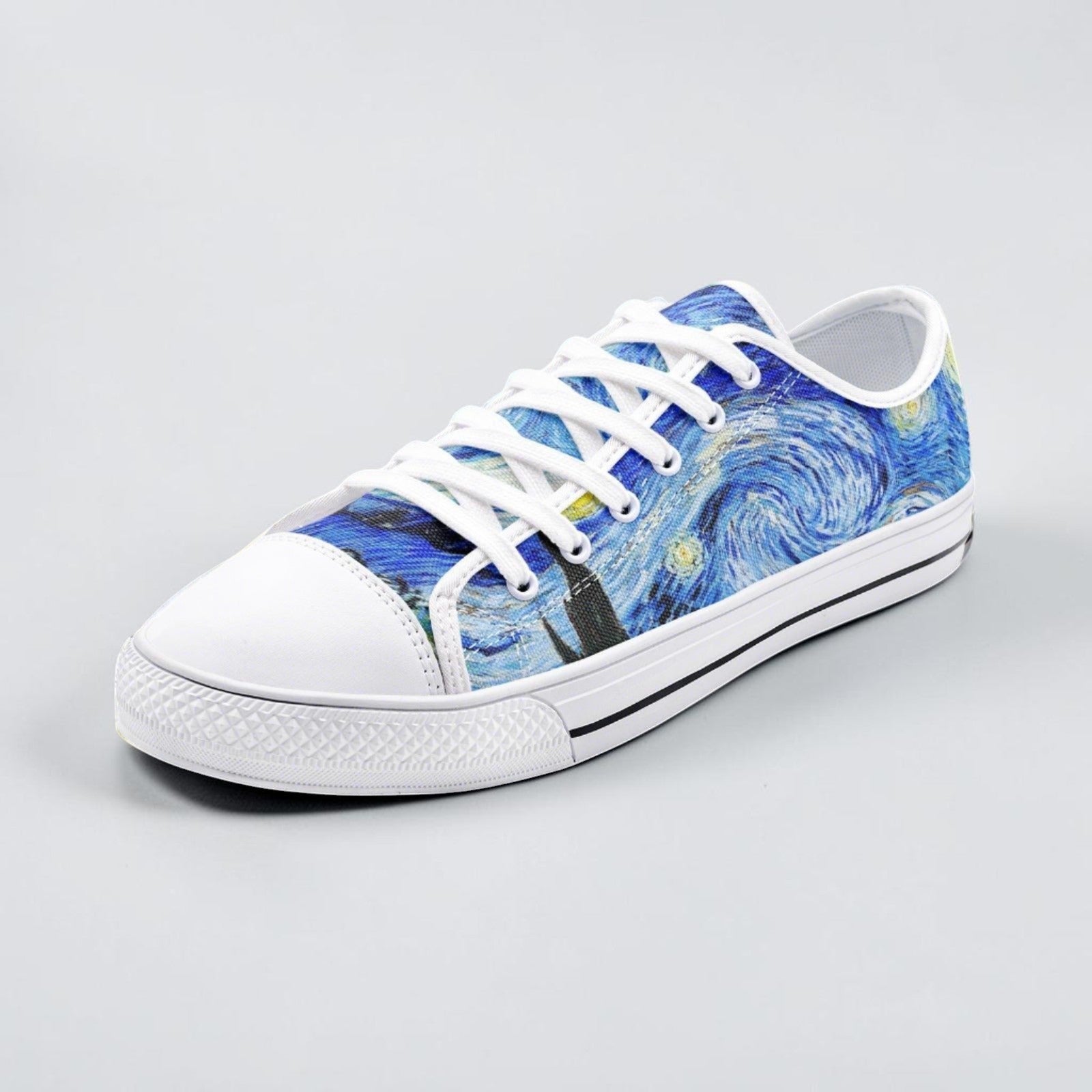 "Starry Night" by Vincent Van Gogh Art Custom High-Top Canvas Shoes | Freaky Shoes® - Freaky Shoes®