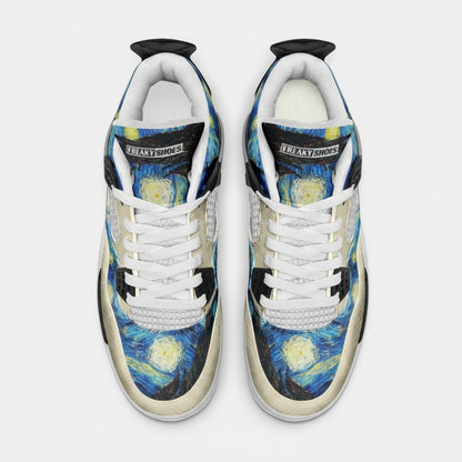Freaky Shoes® Starry Night high-top canvas sneakers with galaxy-inspired art print and white laces