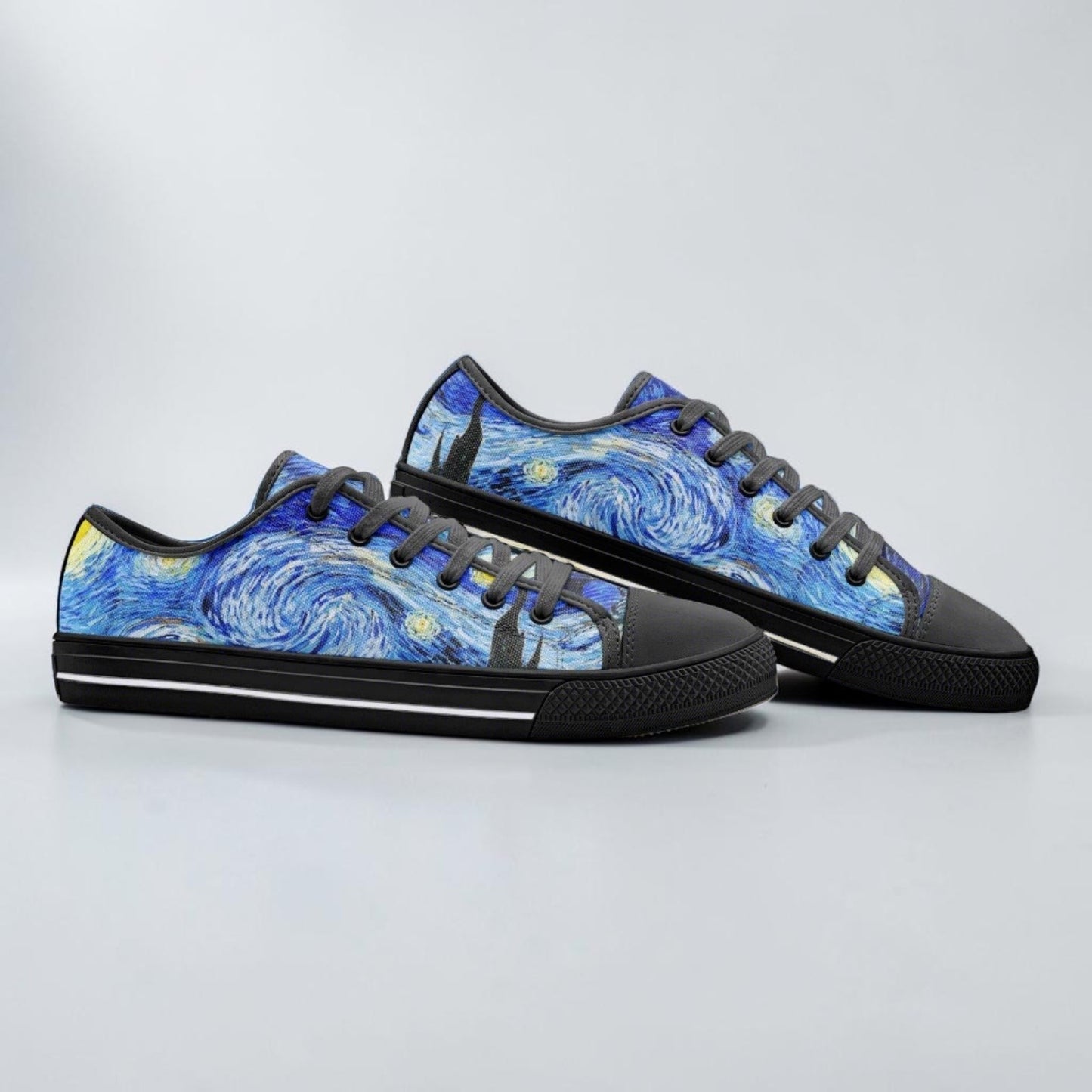 "Starry Night" by Vincent Van Gogh Art Custom High-Top Canvas Shoes | Freaky Shoes® - Freaky Shoes®