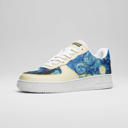 "Starry Night" by Vincent Van Gogh Custom High-Top Canvas Shoes | Freaky Shoes® - Freaky Shoes®