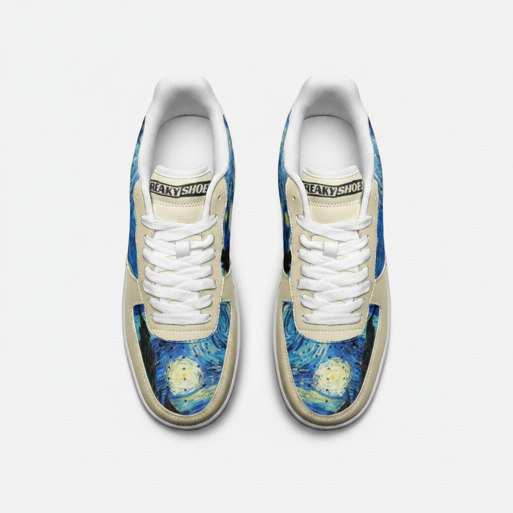 "Starry Night" by Vincent Van Gogh Custom High-Top Canvas Shoes | Freaky Shoes® - Freaky Shoes®