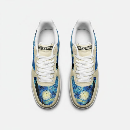 "Starry Night" by Vincent Van Gogh Custom High-Top Canvas Shoes | Freaky Shoes® - Freaky Shoes®