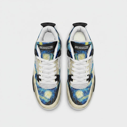 "Starry Night" by Vincent Van Gogh Custom High-Top Canvas Shoes | Freaky Shoes® - Freaky Shoes®