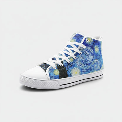 "Starry Night" by Vincent Van Gogh Custom High-Top Canvas Shoes | Freaky Shoes® - Freaky Shoes®