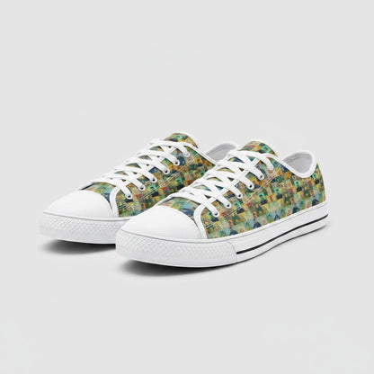 Freaky Shoes® low-top canvas sneakers featuring a colorful Vincent van Gogh The Roulin Family fine art print design.