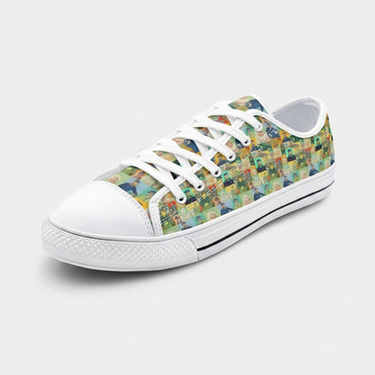 Freaky Shoes® low-top canvas sneakers featuring a colorful Vincent van Gogh The Roulin Family fine art print.