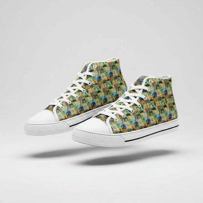 Freaky Shoes® high-top canvas sneakers featuring a colorful Vincent van Gogh The Roulin Family fine art print.