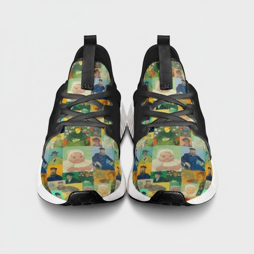 Freaky Shoes® high-top canvas sneakers featuring a colorful Vincent van Gogh Roulin Family art print design.