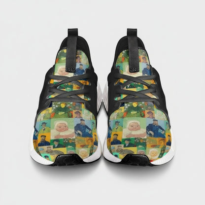 Freaky Shoes® high-top canvas sneakers featuring a colorful Vincent van Gogh Roulin Family art print design.