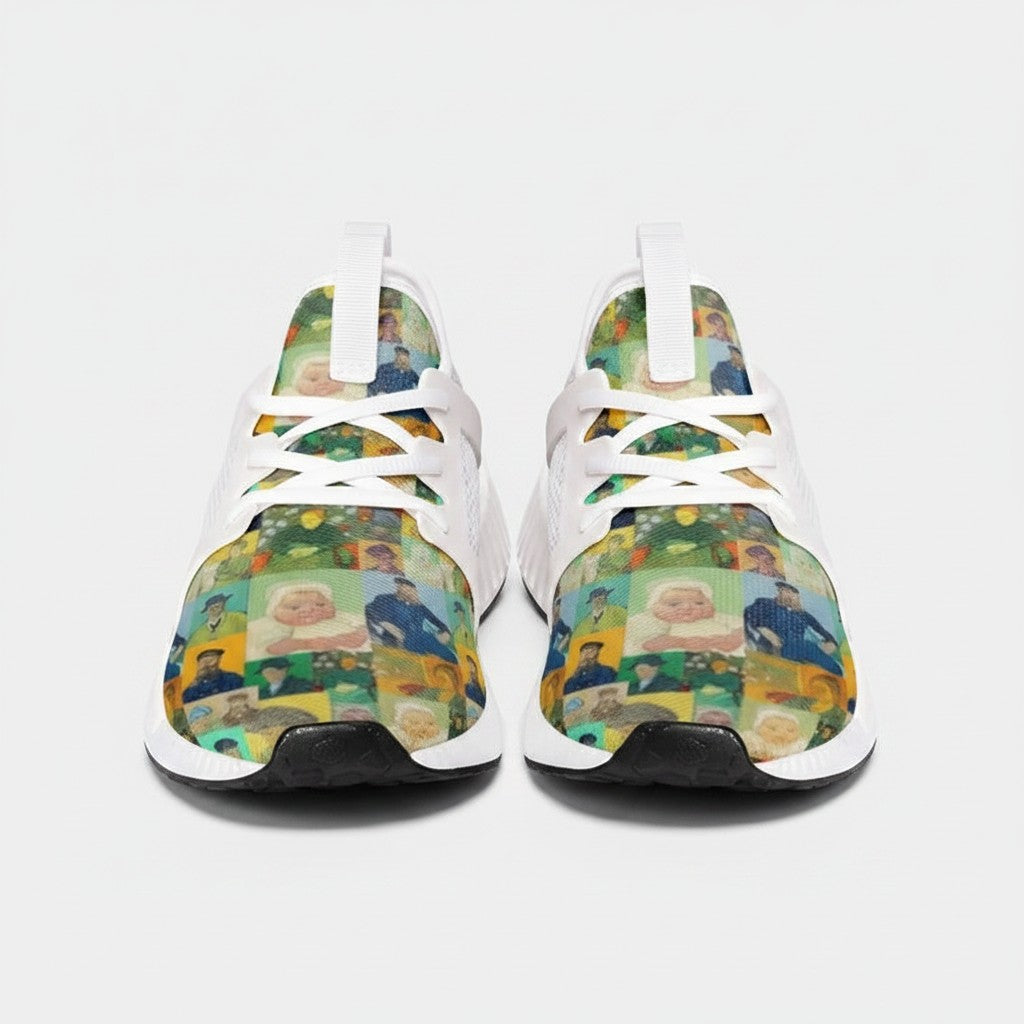 Freaky Shoes® high-top canvas sneakers featuring a colorful Vincent van Gogh Roulin Family art print pattern