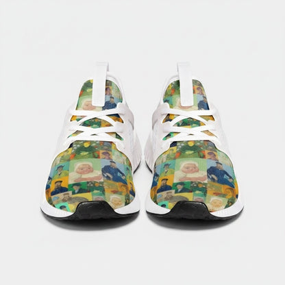 Freaky Shoes® high-top canvas sneakers featuring a colorful Vincent van Gogh Roulin Family art print pattern