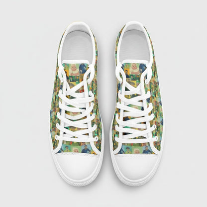 Freaky Shoes® low-top canvas sneakers featuring The Roulin Family Vincent van Gogh art print with white laces.