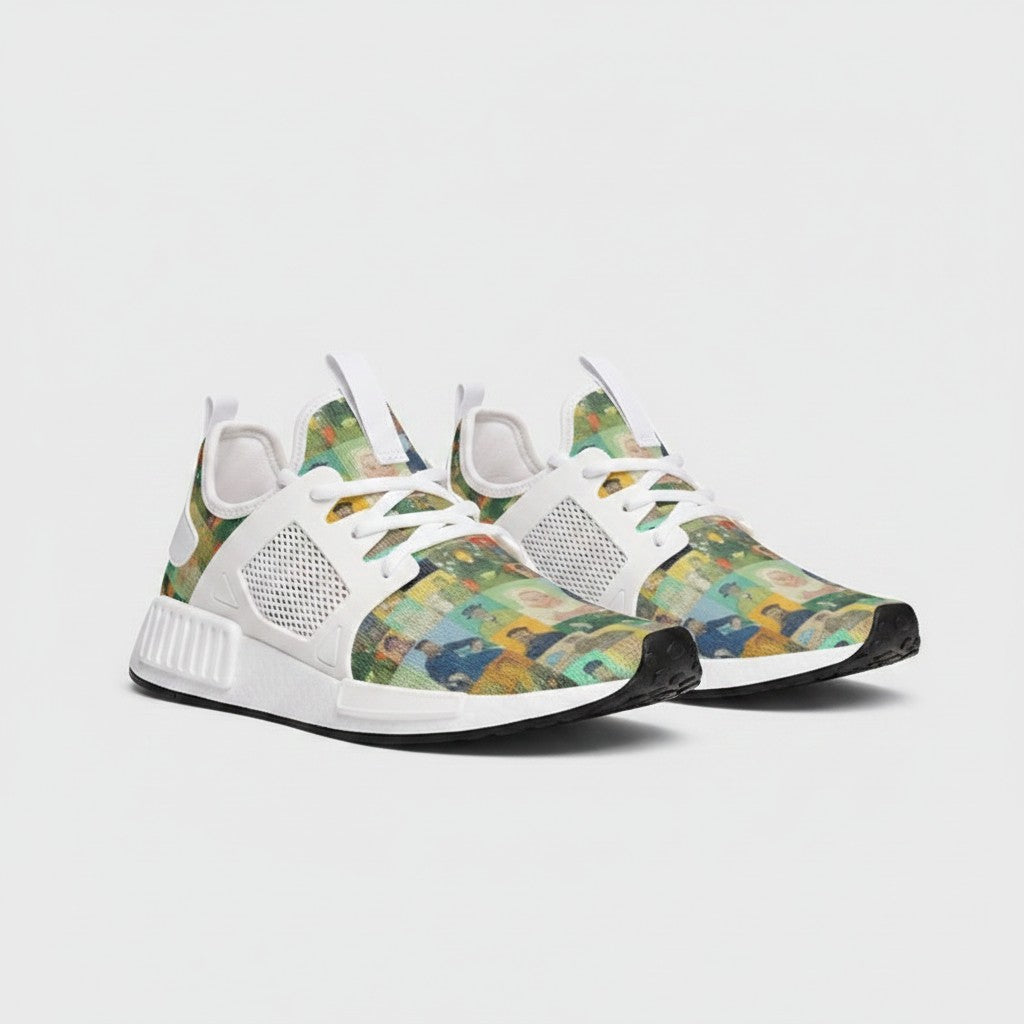 Freaky Shoes® high-top canvas sneakers featuring Vincent van Gogh's The Roulin Family art print on breathable mesh.