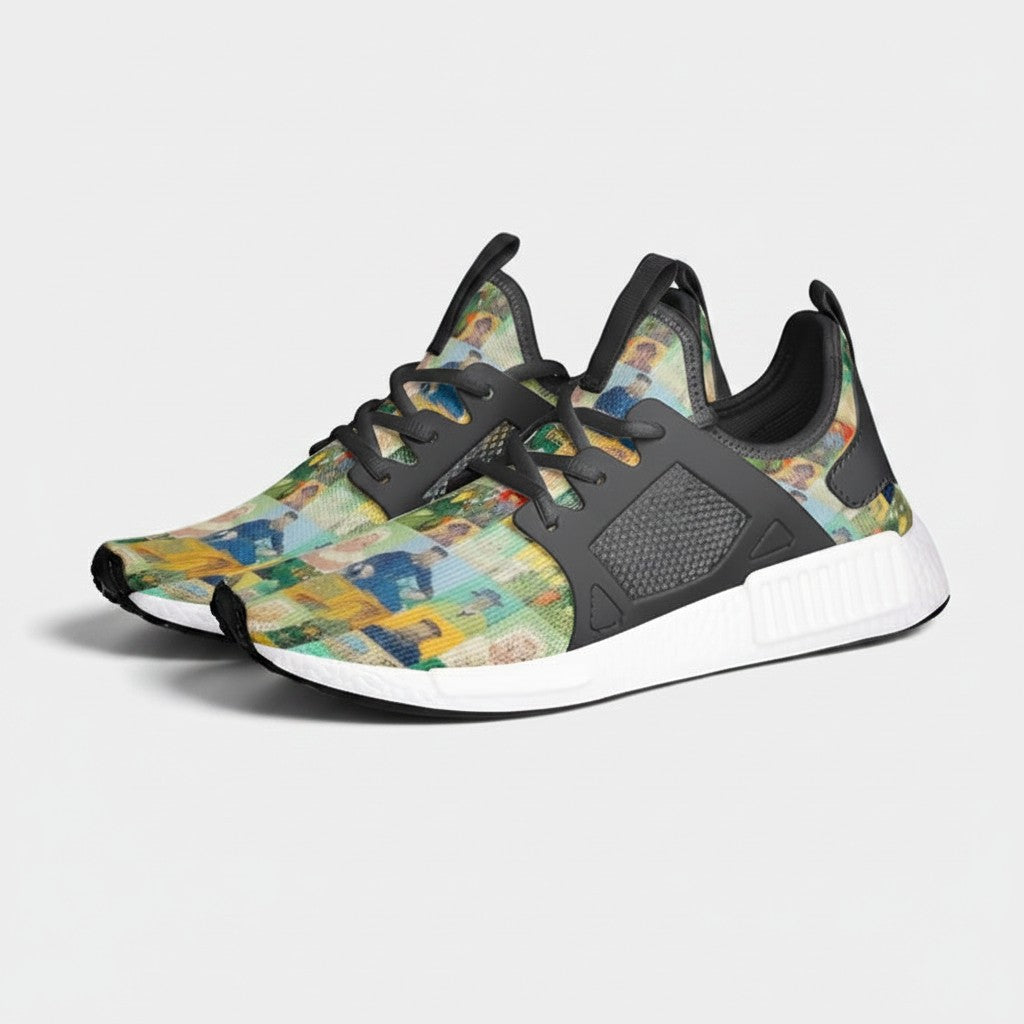Freaky Shoes® high-top canvas sneakers featuring The Roulin Family painting by Vincent van Gogh with black accents.