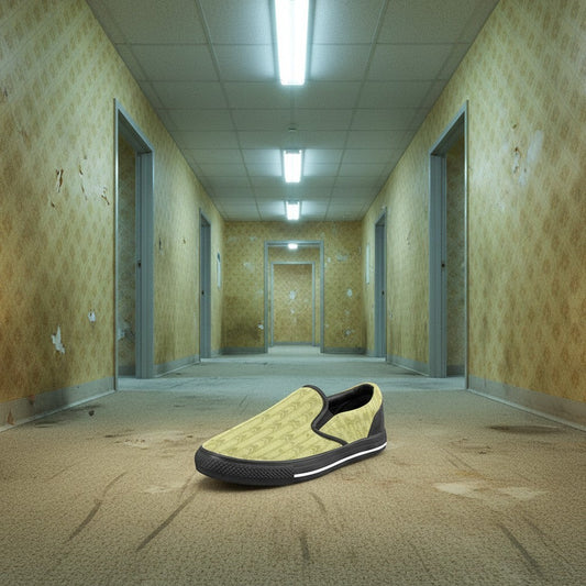 Freaky Shoes® women's slip-on canvas low-tops in light yellow with a subtle geometric pattern and black trim.