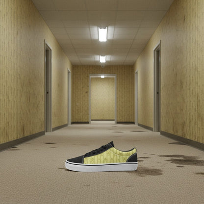 Custom Men's Liminal Space Void Backrooms Aesthetic low-top canvas shoes with bold all-over art — Freaky Shoes