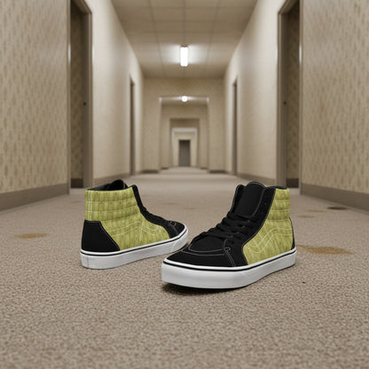 Women's Backrooms Suburbs Yellow Wallpaper Alt custom high-top canvas shoes — wearable art by Freaky Shoes