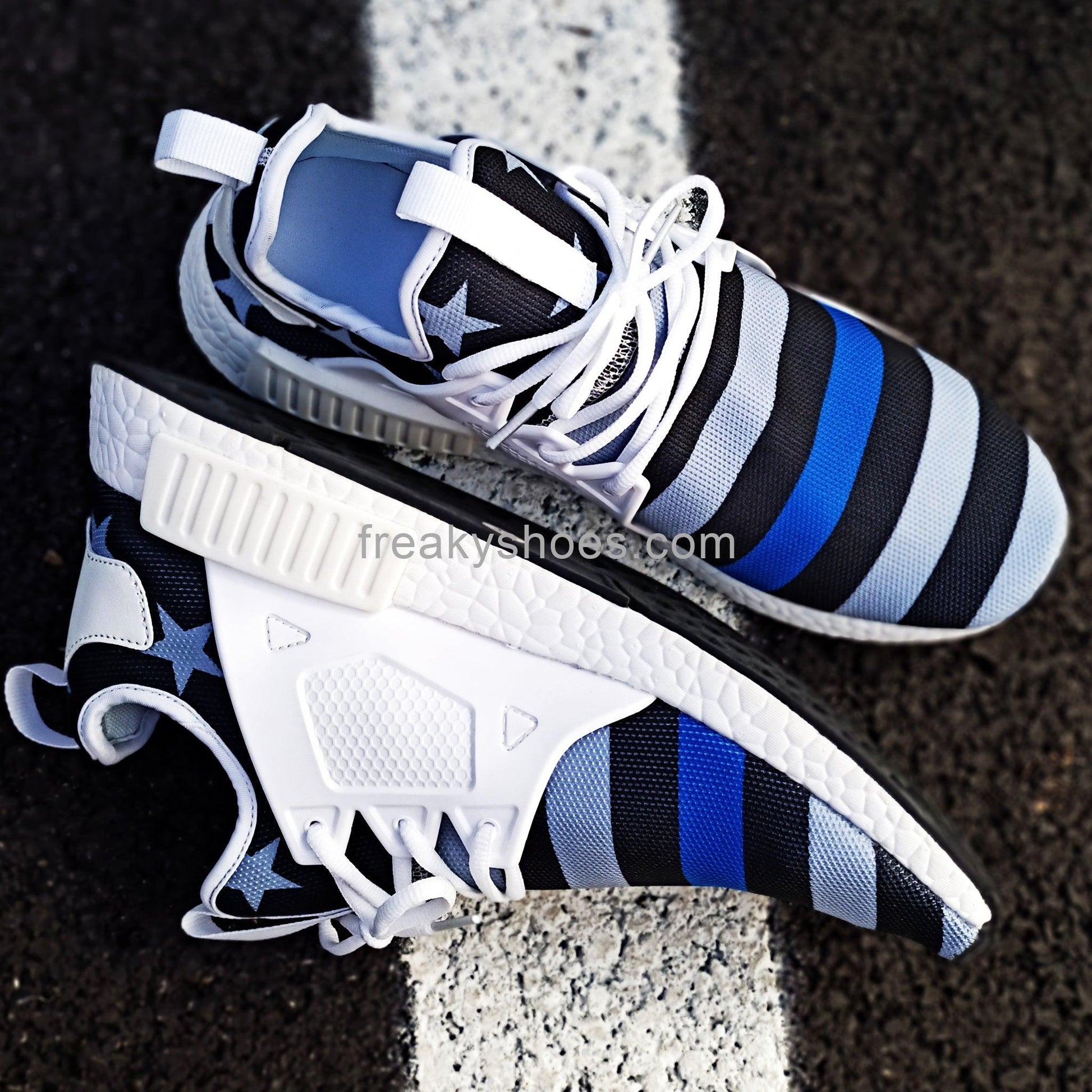 Viking Silver Blue Wearable Bold Art - Freaky Shoes | Custom Art Sneakers
