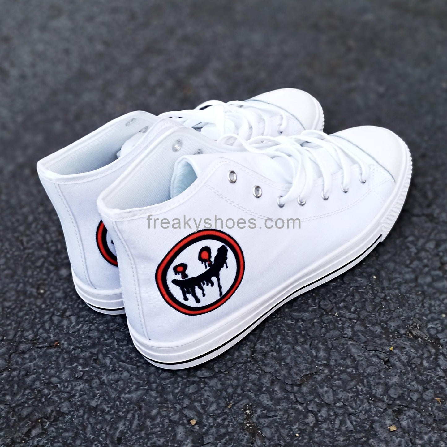 Men's Tops Freaky Logo high-top canvas shoes, custom full-wrap printed design — Freaky Shoes