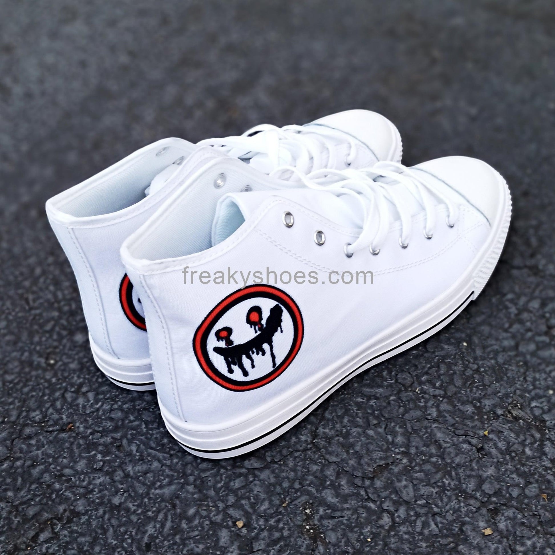 Men's Tops Freaky Logo high-top canvas shoes, custom full-wrap printed design — Freaky Shoes