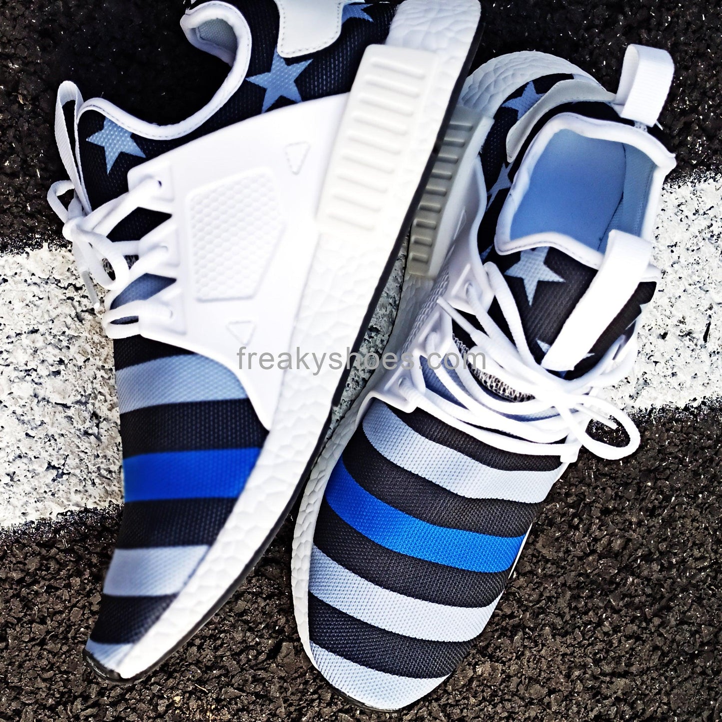 Viking Silver Blue Wearable Bold Art - Freaky Shoes | Custom Art Sneakers