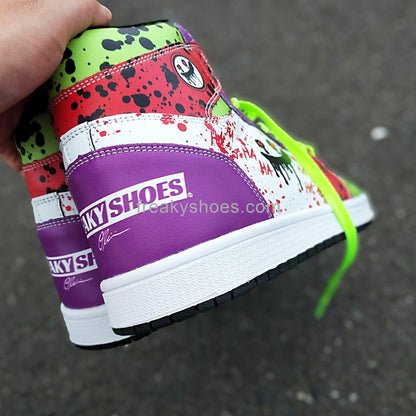 Laugh high-top canvas shoes — one-of-a-kind custom printed art, Freaky Shoes
