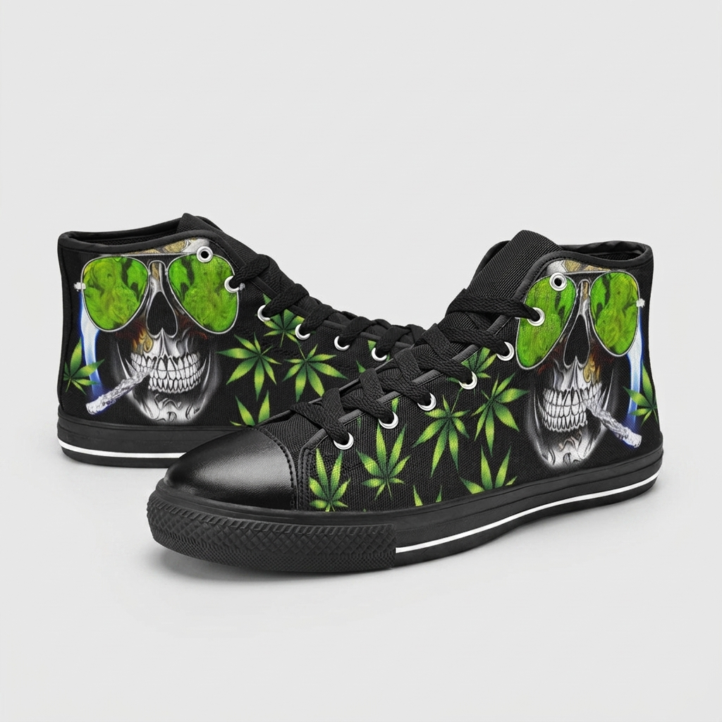 MEN'S Hipster Skull Art Classic High Top Canvas | Freaky Shoes®