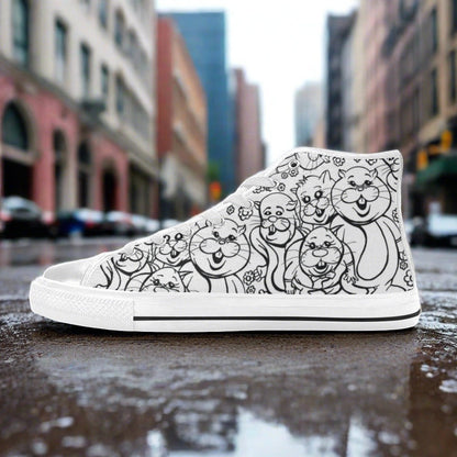 Men's Rabbits Monster Art Pen & Ink high-top canvas shoes, custom full-wrap printed design — Freaky Shoes