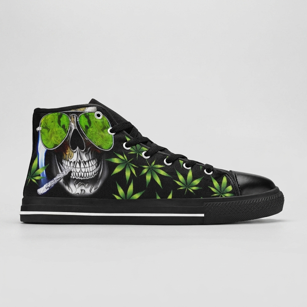 MEN'S Hipster Skull Art Classic High Top Canvas | Freaky Shoes®