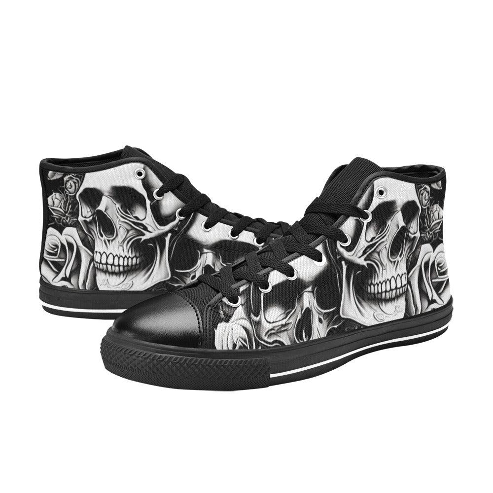Grey Skulls & Roses Men - Freaky Shoes®