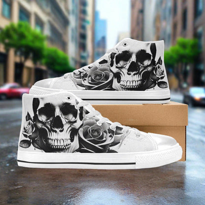 Grey Skull & Roses Women - Freaky Shoes®