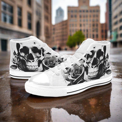 Grey Skull & Roses Men - Freaky Shoes®