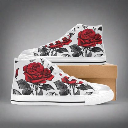 Red Roses Pen & Ink Style Men - Freaky Shoes®