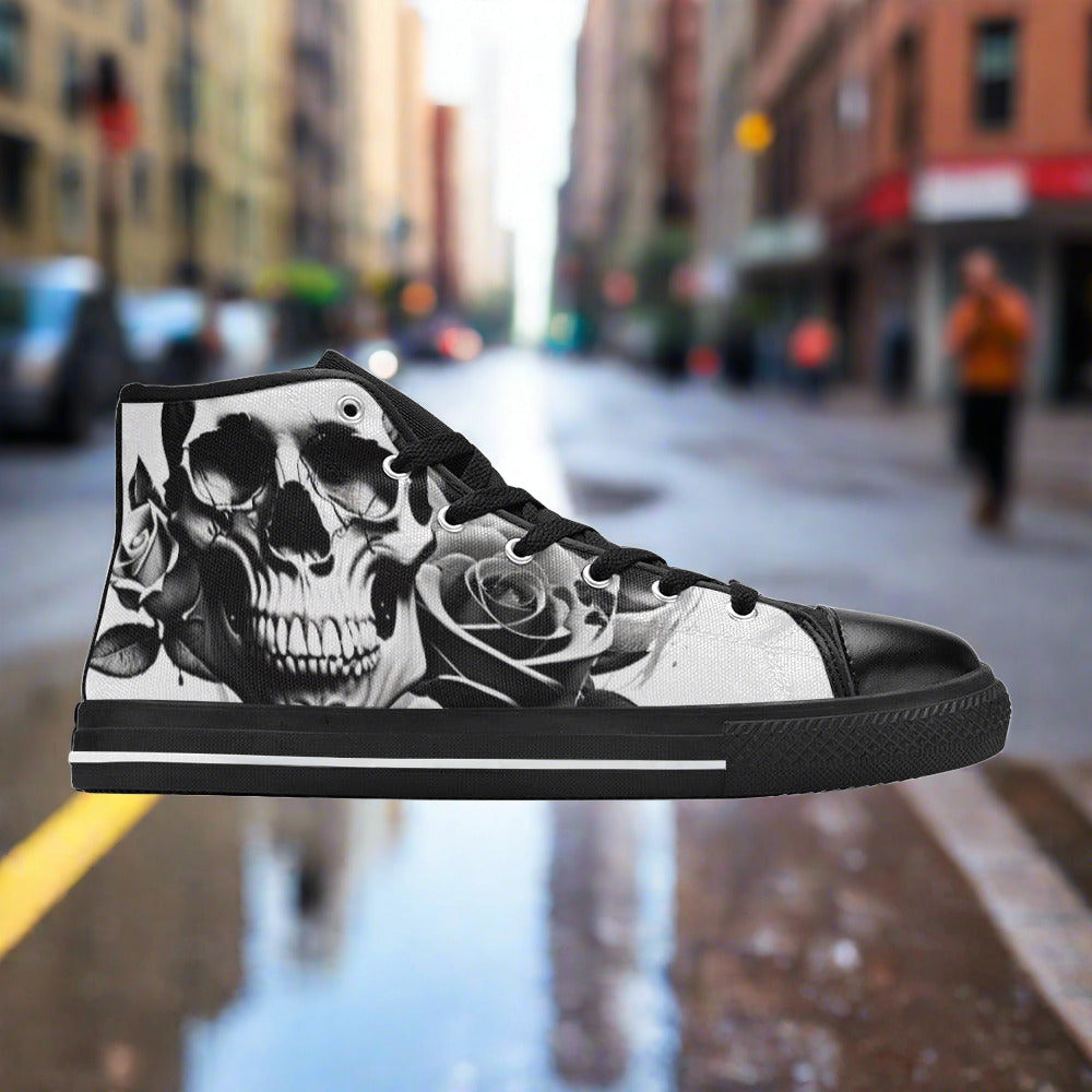Grey Skull & Roses Women - Freaky Shoes®
