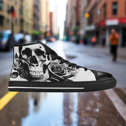 Grey Skull & Roses Women - Freaky Shoes®