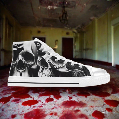 Grey Skulls & Roses Women - Freaky Shoes®