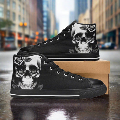 Grey Skull & Roses Women - Freaky Shoes®