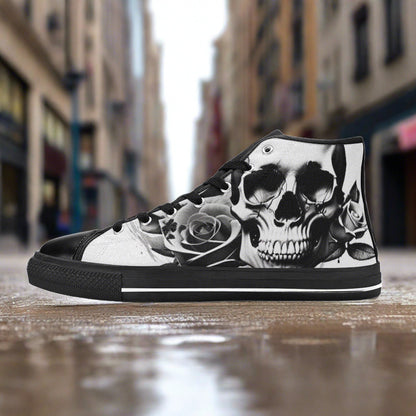 Grey Skull & Roses Women - Freaky Shoes®