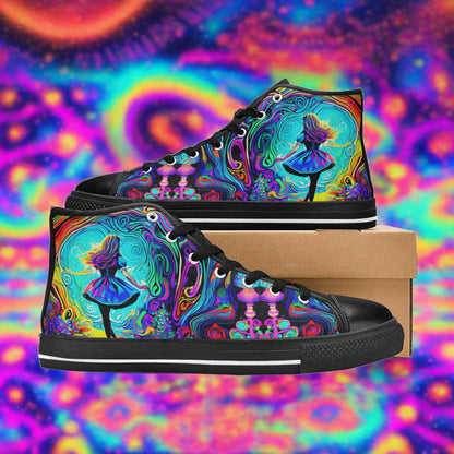 Sugar Skull Witch Moon Purple Gold Bold Art - Freaky Shoes