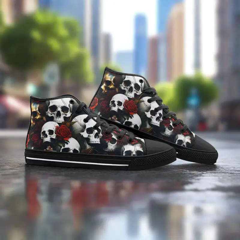 Rose Skulls Dark - Freaky Shoes®