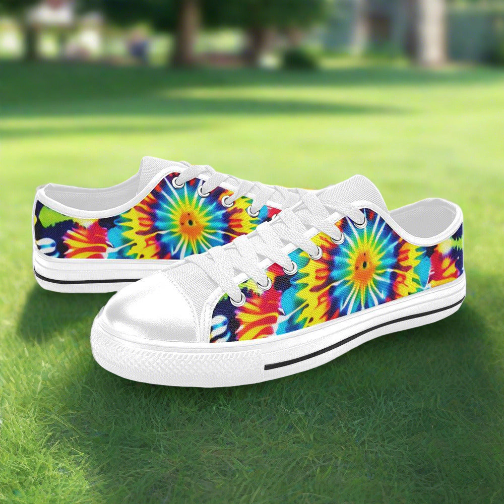 Tie Dying White Canvas Shoe Dye Tie Dying Rainbow Tie Dye Sneakers