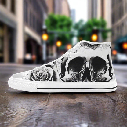 Grey Skull & Rose Women - Freaky Shoes®