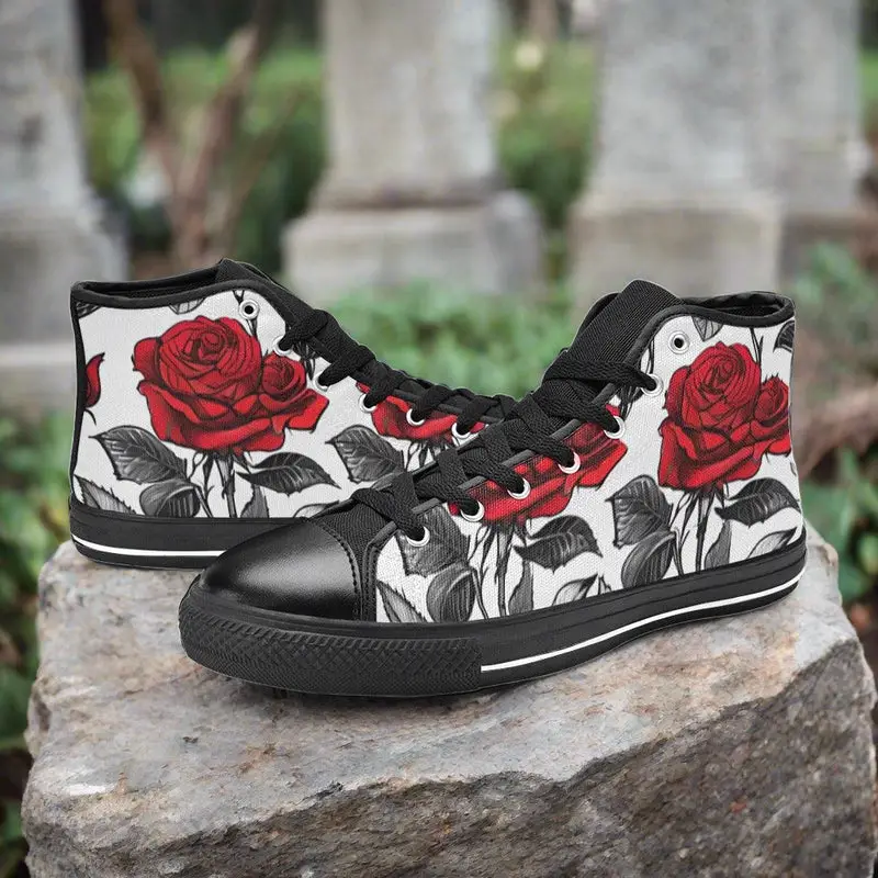 Red Roses Pen & Ink Style Women - Freaky Shoes®