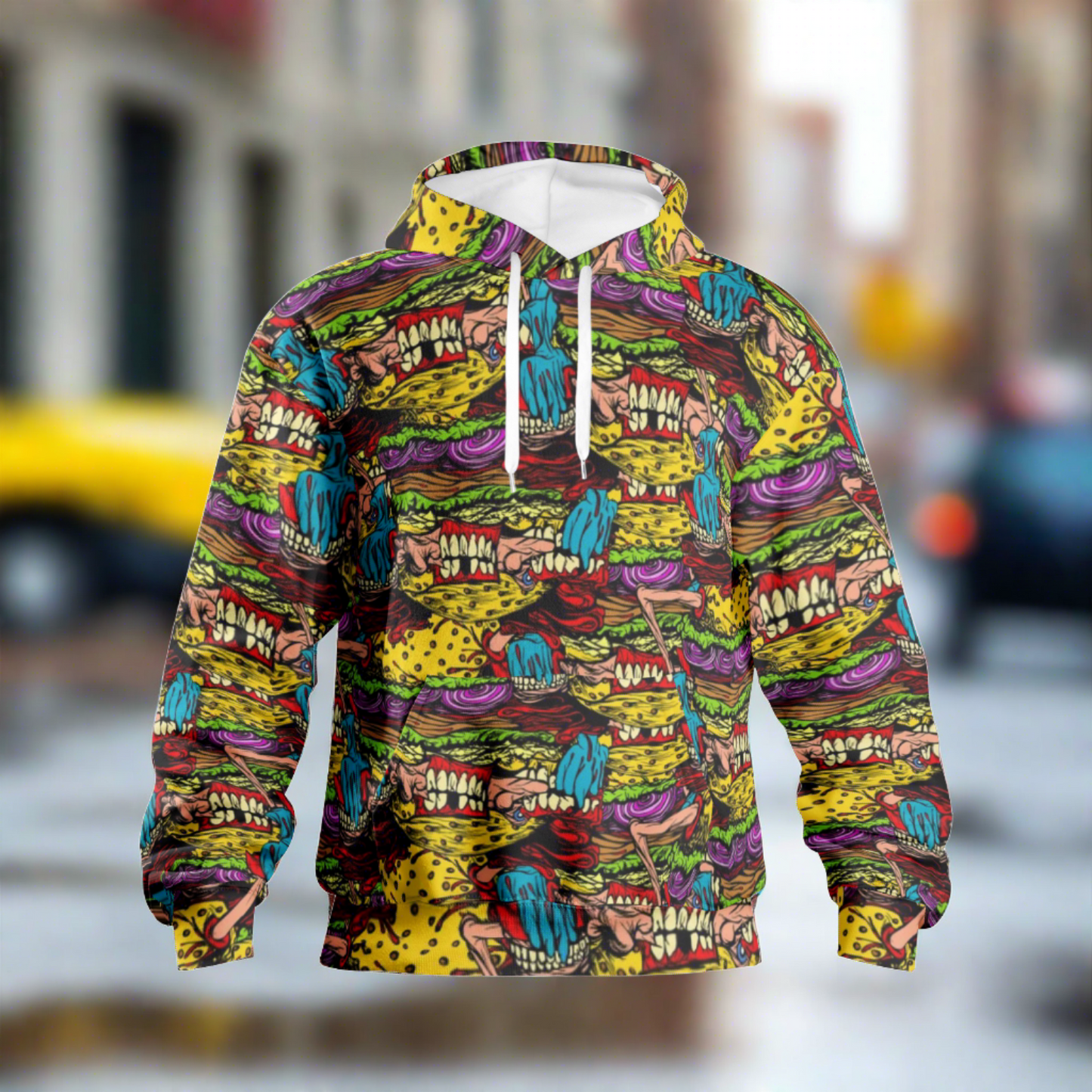 Cheeseburger Monster Art Custom All-Over Print Pullover Hoodie